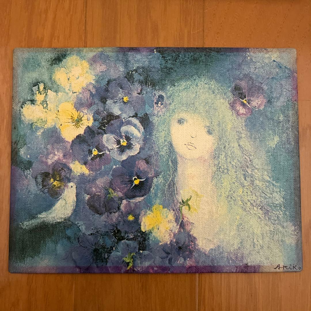 春の夢　磯部晶子　油彩画 女性と花