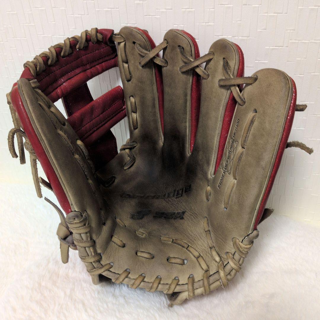 即戦力♡SSK最高峰 プロエッジ 軟式 内野手用 グローブ 限定赤ラメ×ベージュ