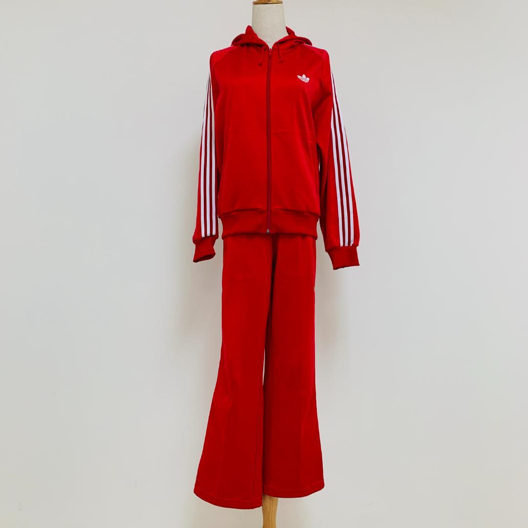 希少 保存◎ デサント製 adidas トラックスーツ 赤 日本製 90s後期
