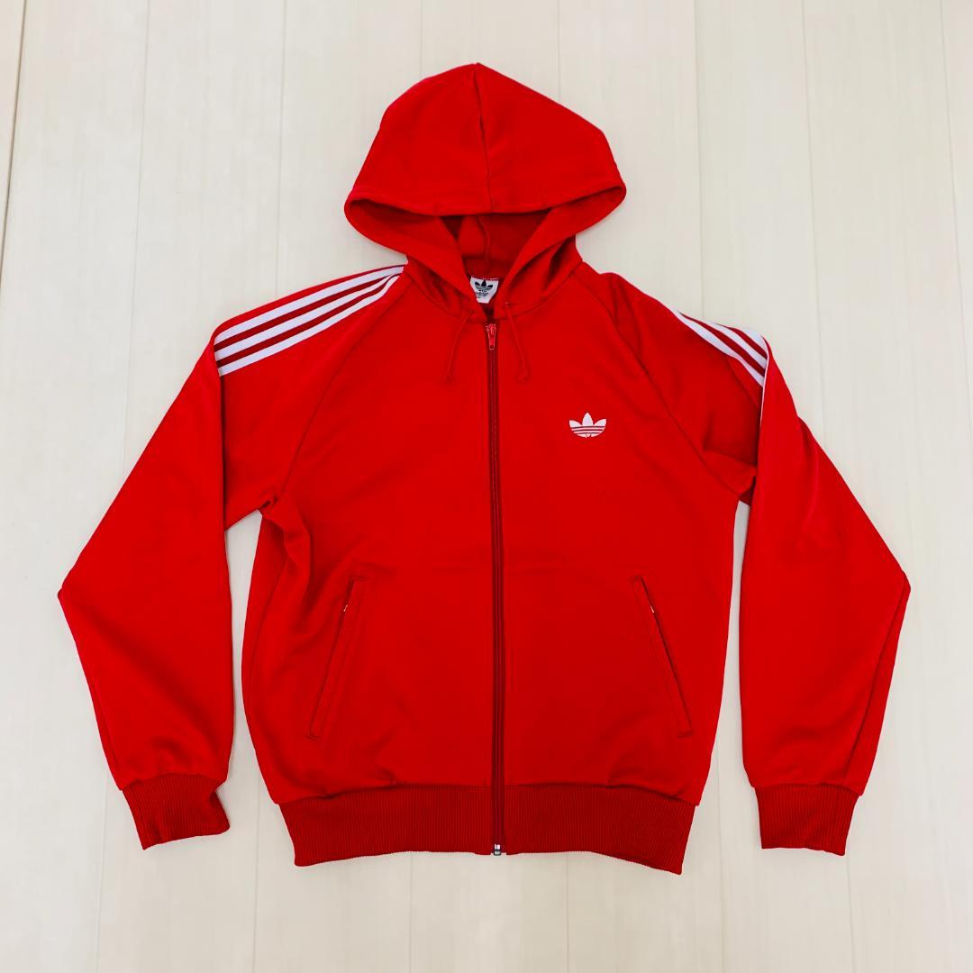 希少 保存◎ デサント製 adidas トラックスーツ 赤 日本製 90s後期