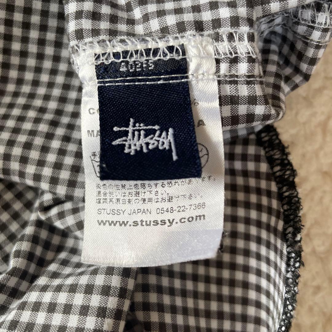 Stüssy ブラック　ホワイト　チェック柄シャツ XL オシャレポケット