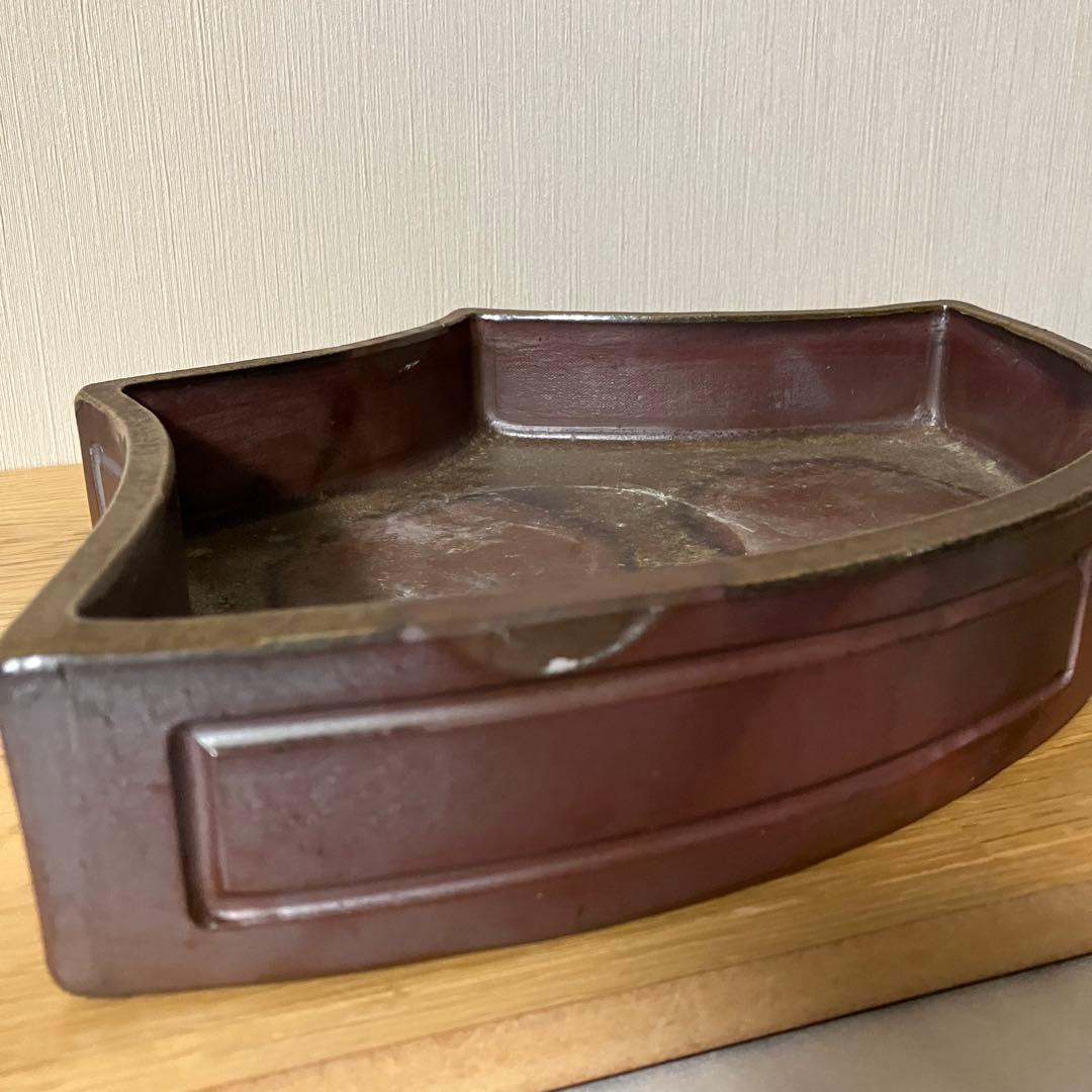 備前焼　扇型　水盤