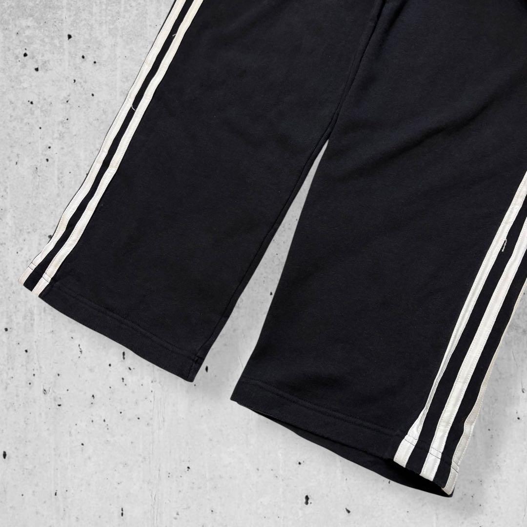 adidasアディダストラックパンツ黒ワイドスウェット3本ラインテック古着W36