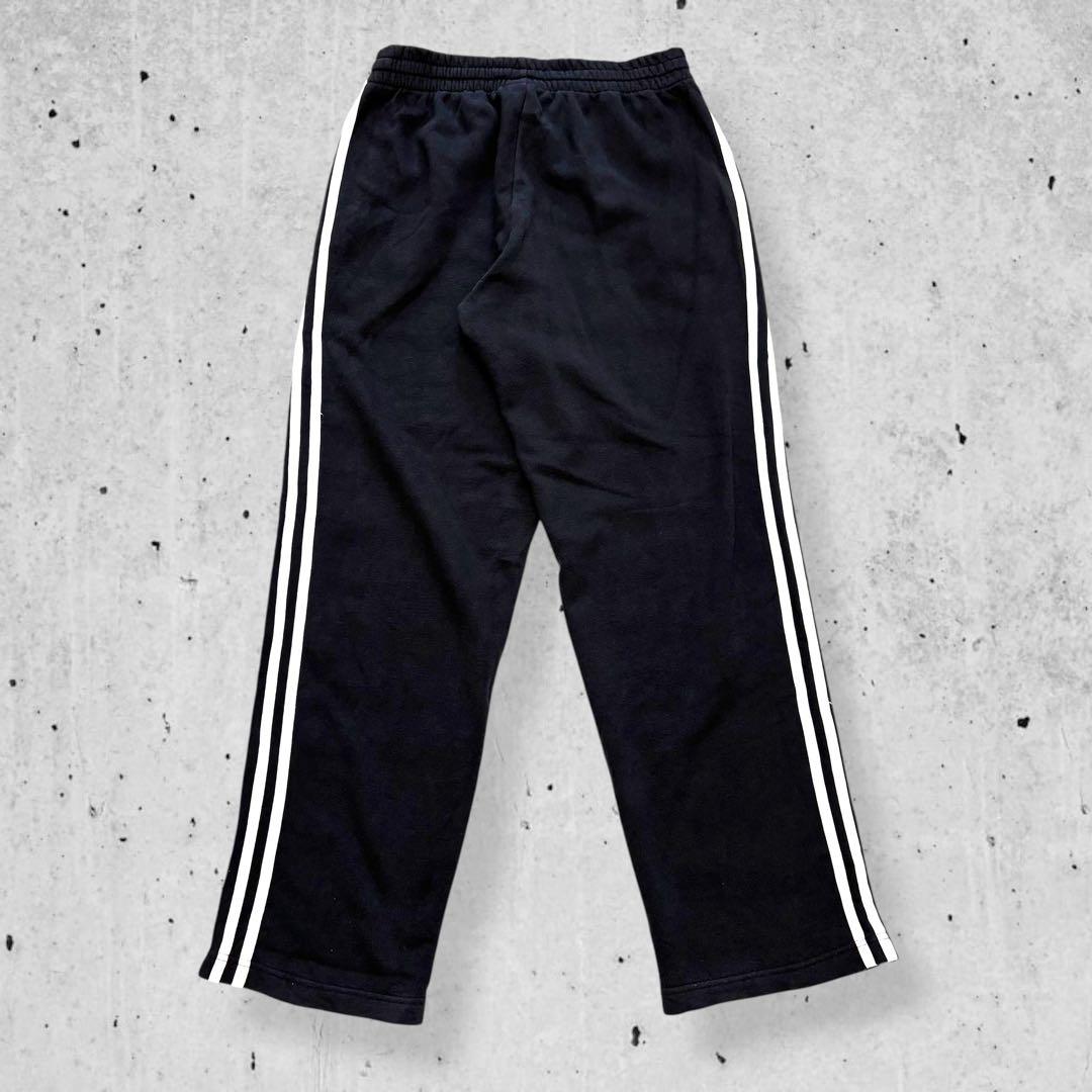 adidasアディダストラックパンツ黒ワイドスウェット3本ラインテック古着W36