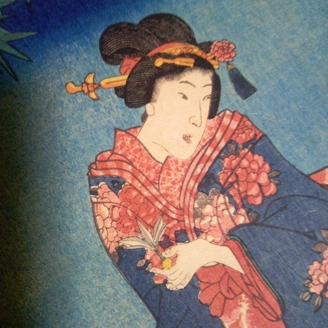 浮世絵、美人合十二月ノ内陸月(１月)三代歌川豊国(国貞)
