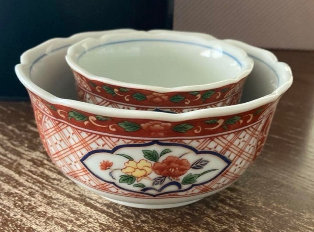 新品未使用】染錦五彩親子鉢揃　大小鉢　5客　和食器　会席　三洋陶器