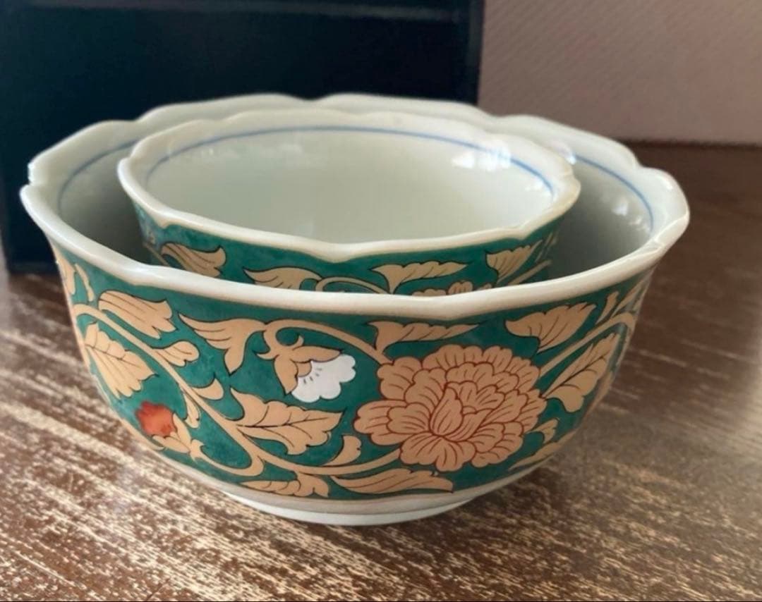 新品未使用】染錦五彩親子鉢揃　大小鉢　5客　和食器　会席　三洋陶器