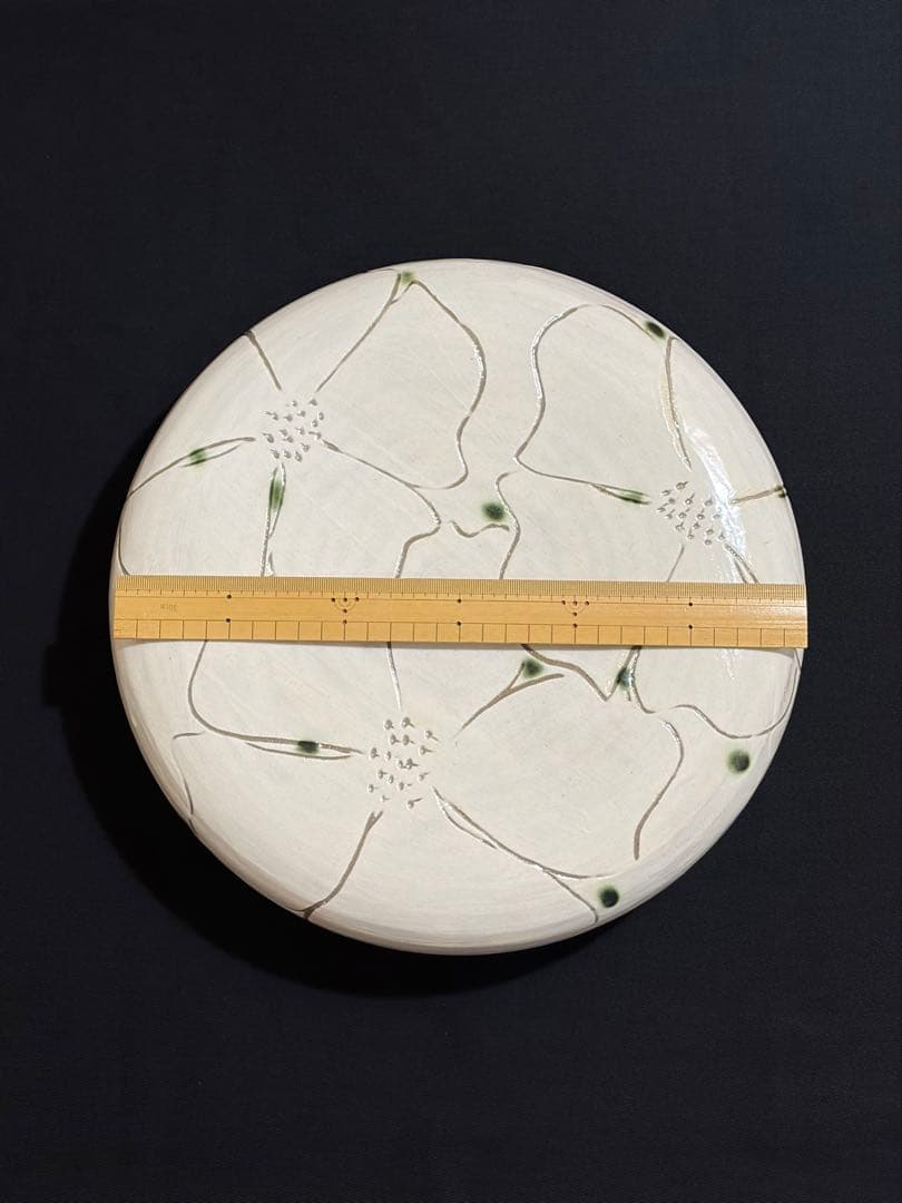 益子焼 1尺器 菓子器 花模様　民藝品　工芸品