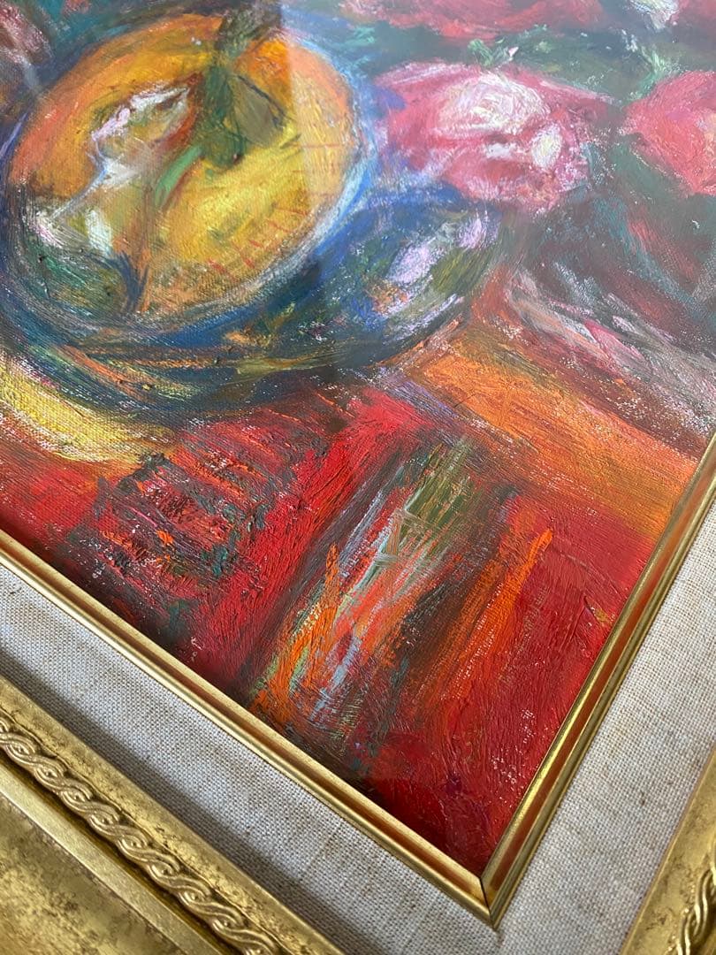 濱本久雄　油絵　油彩画　額縁　金色フレーム