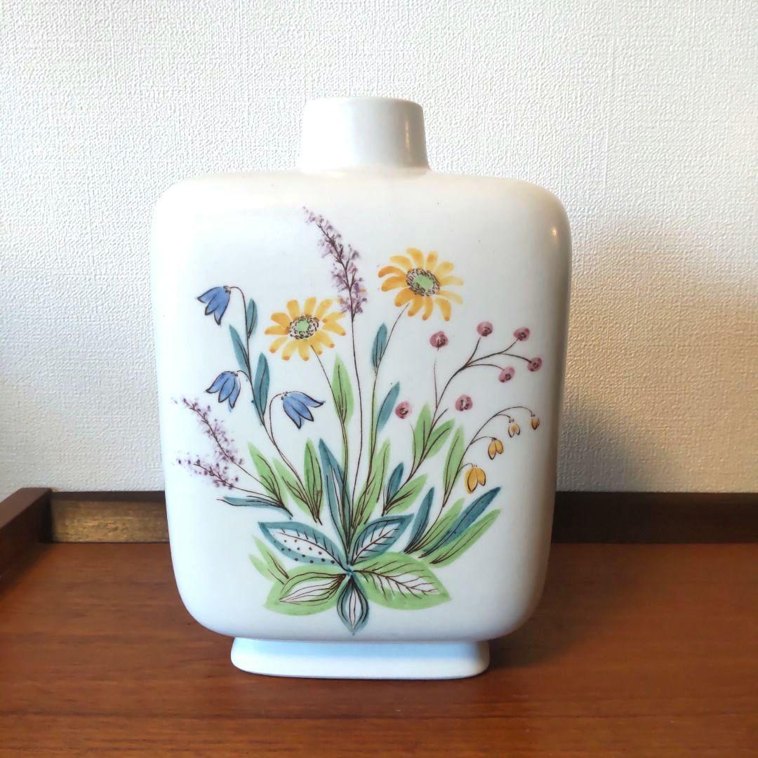 希少 ロールストランド フラワーベース「野に咲く花」 花瓶 ファイアンス