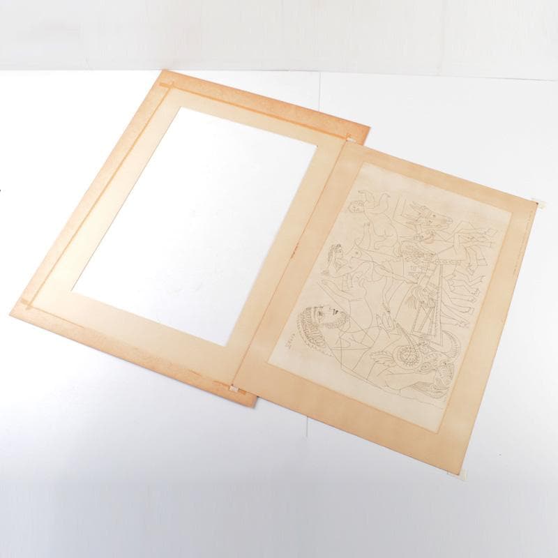 パブロ・ピカソ　工芸印刷　タイトル不明　ピカソ近作版画展　C　5656A