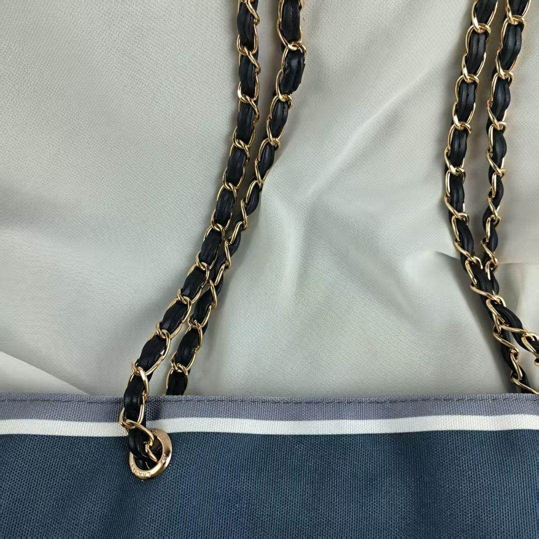 CHANEL ノベルティ ストライプ トートバッグ チェーンc1