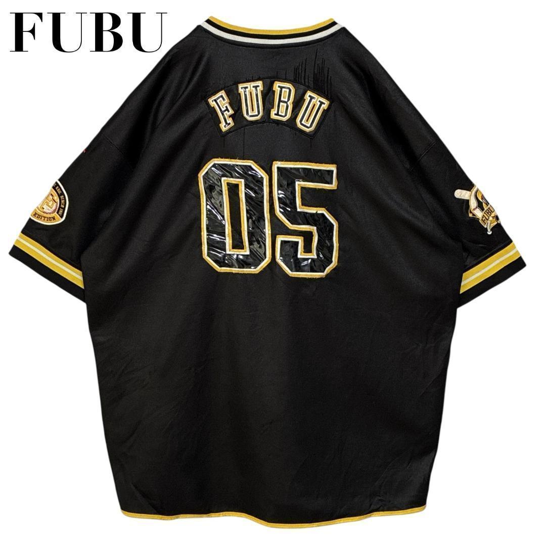 FUBU フブ ゲームシャツ ユニフォーム 刺繍ロゴ 3XL 黒 ヒップホップ