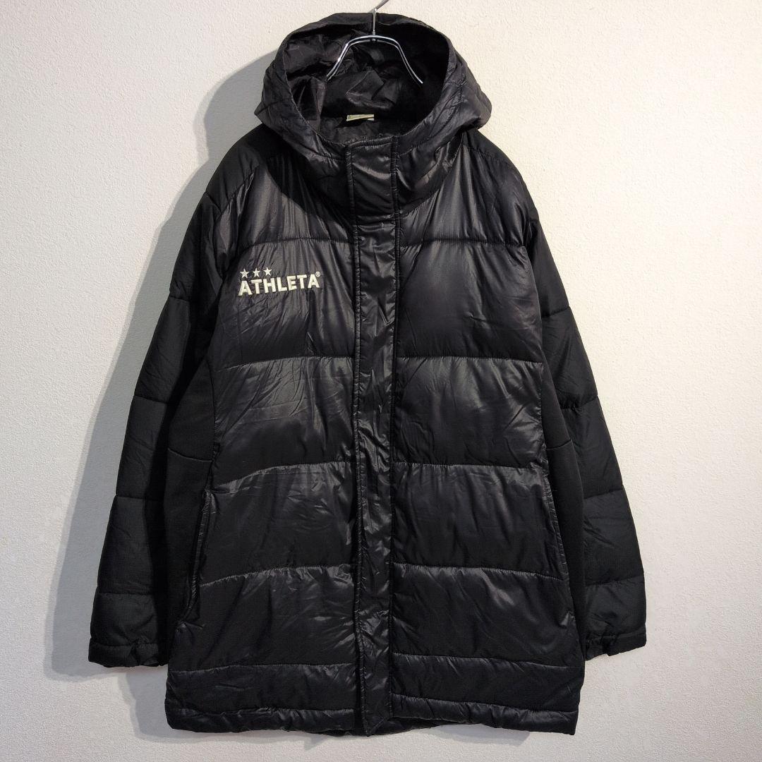 ATHLETA　フーディー　中綿ジャケット　ベンチコート　黒　メンズ Ｌ