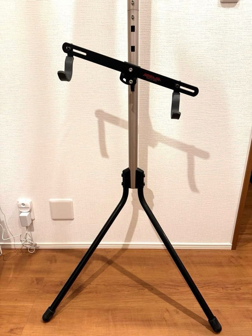 ミノウラ　自転車 ディスプレイスタンド 壁もたれ式上下2段型&カゴセット