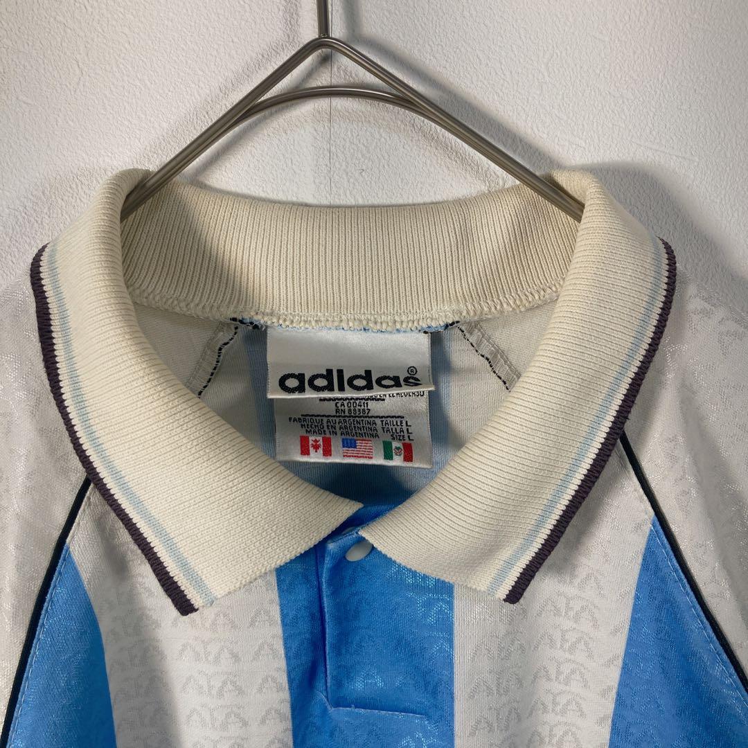 90s adidas アルゼンチン代表 ユニホーム　ポロシャツ　L