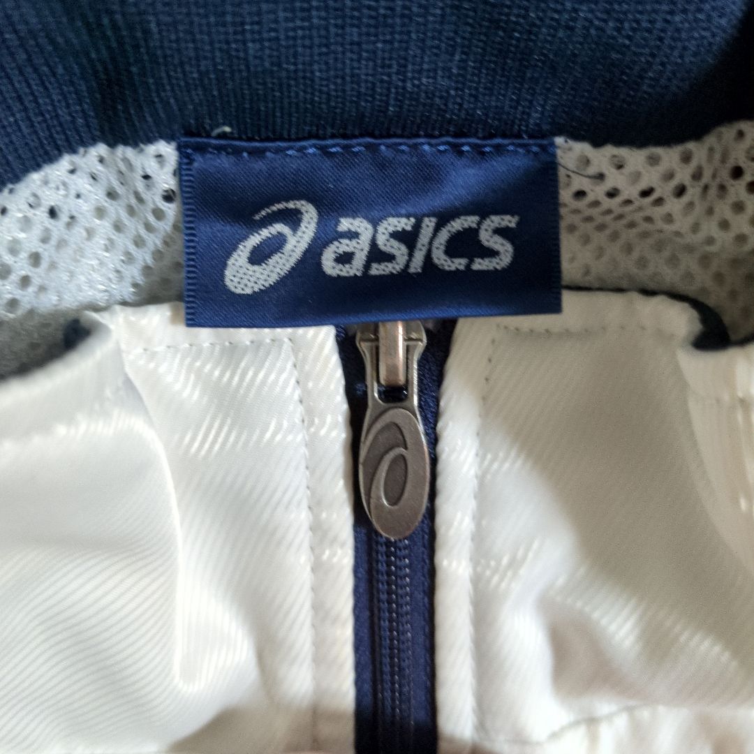 asics 防寒 上下セット アップウエア ホワイト/ネイビー