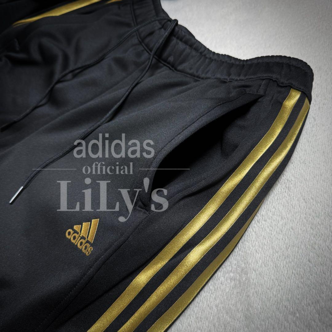 【ＸＬサイズ】新品adidas上下セットアップ　黒金　定価17,600円　裏起毛