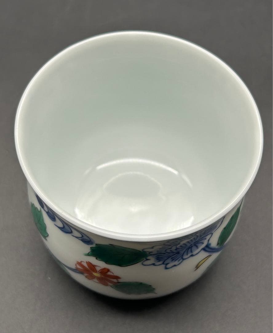 陶器　有田焼　染付　金彩　茶碗蒸し　5客セット　印あり　未使用品