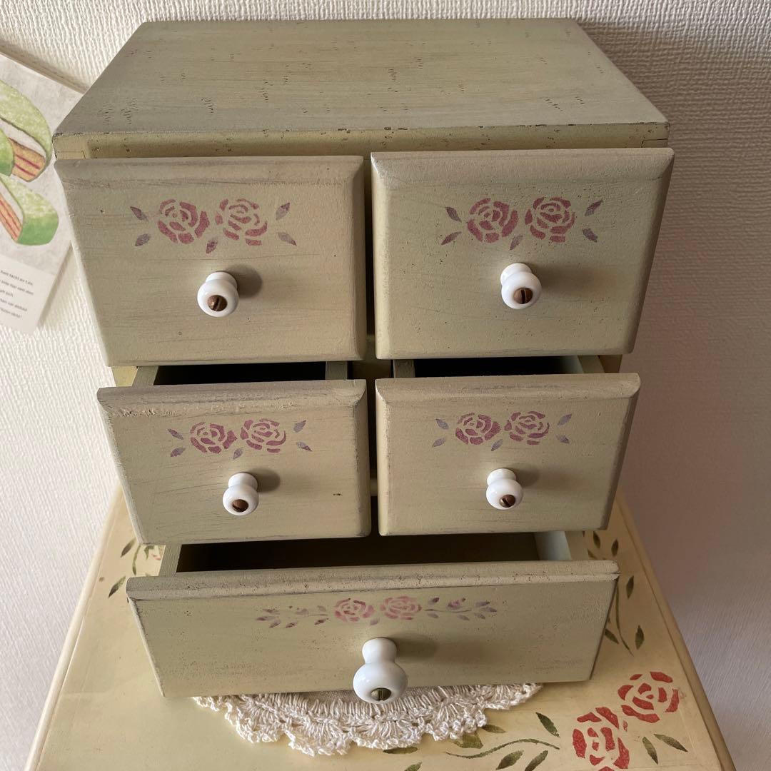 マニー　ステンシルローズ　引き出し♪小物入れ　木製