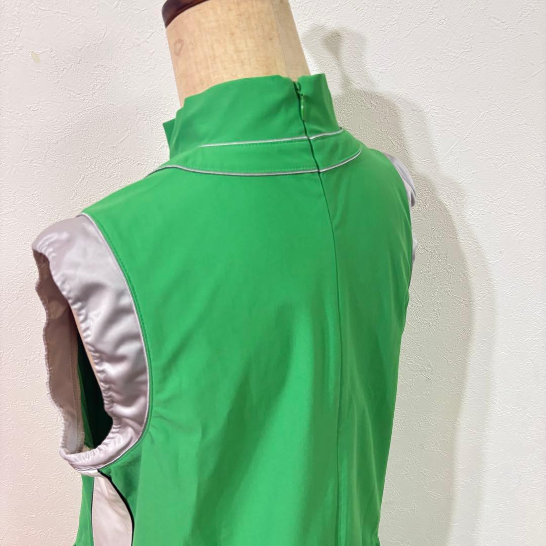 【LANVIN SPORT】美品　異素材ハイブリッドワンピース　ゴルフ　Ｌ