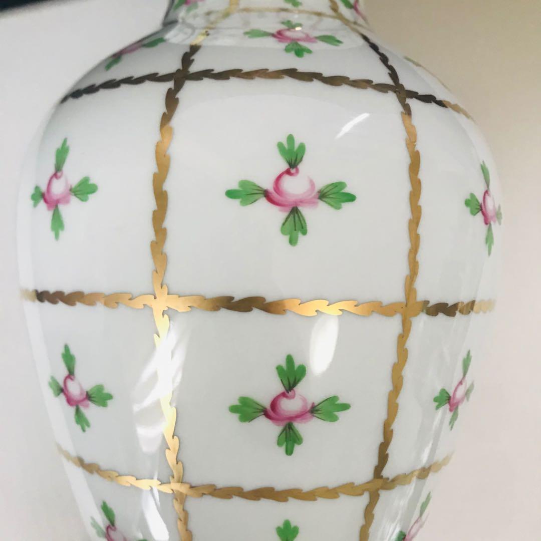 ヘレンド    セーブル風小薔薇　壺　ランプベース　特大
