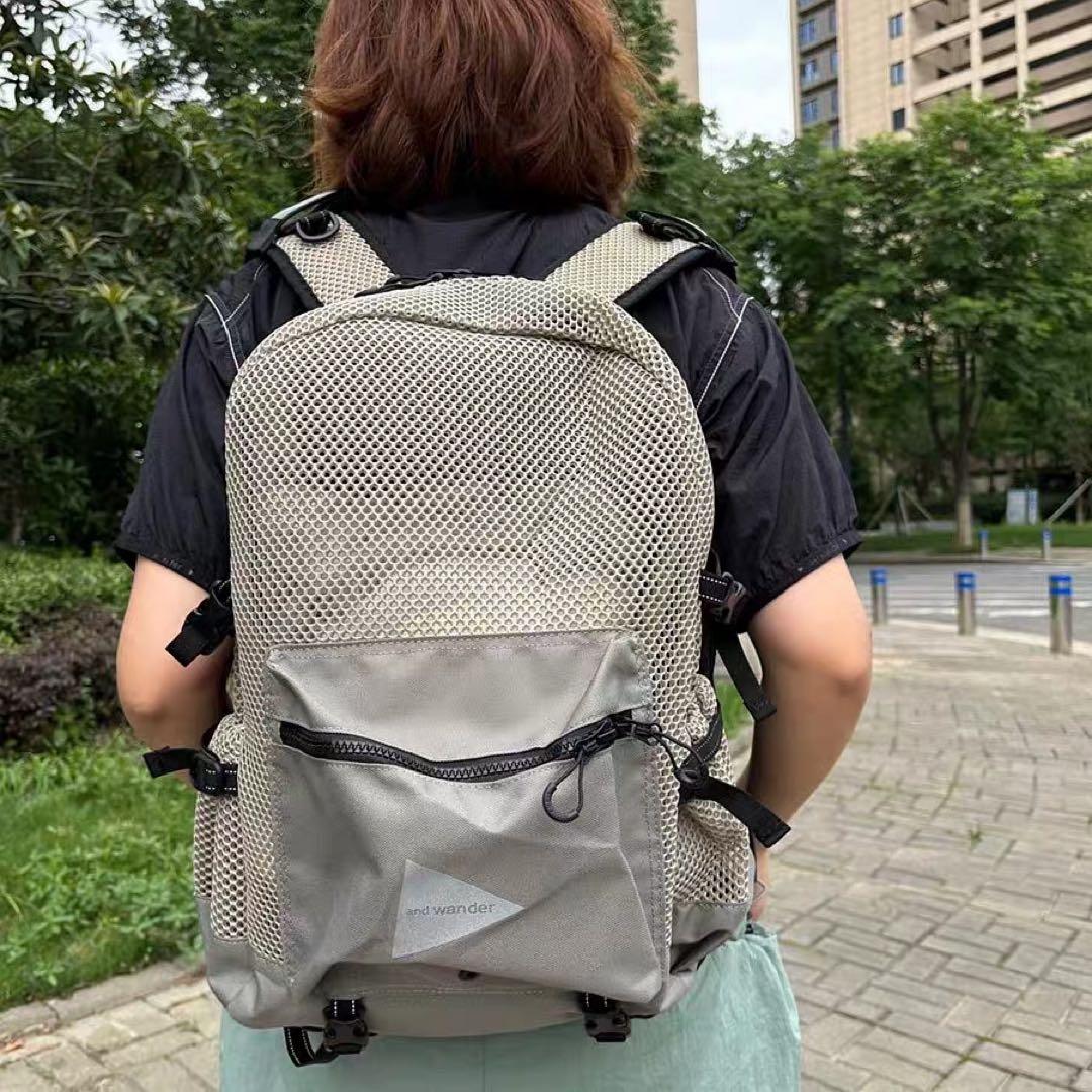 t*i様 アンドワンダー And wander 3Dメッシュバックパック カーキ