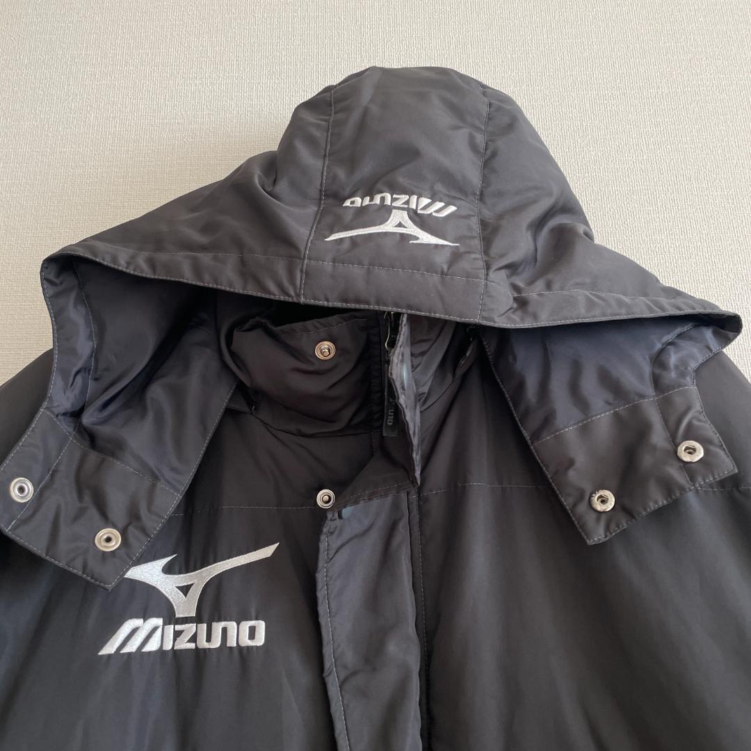 MIZUNO ミズノ　刺繍　ダウンコート　ベンチコート　XL　フード　ブラック