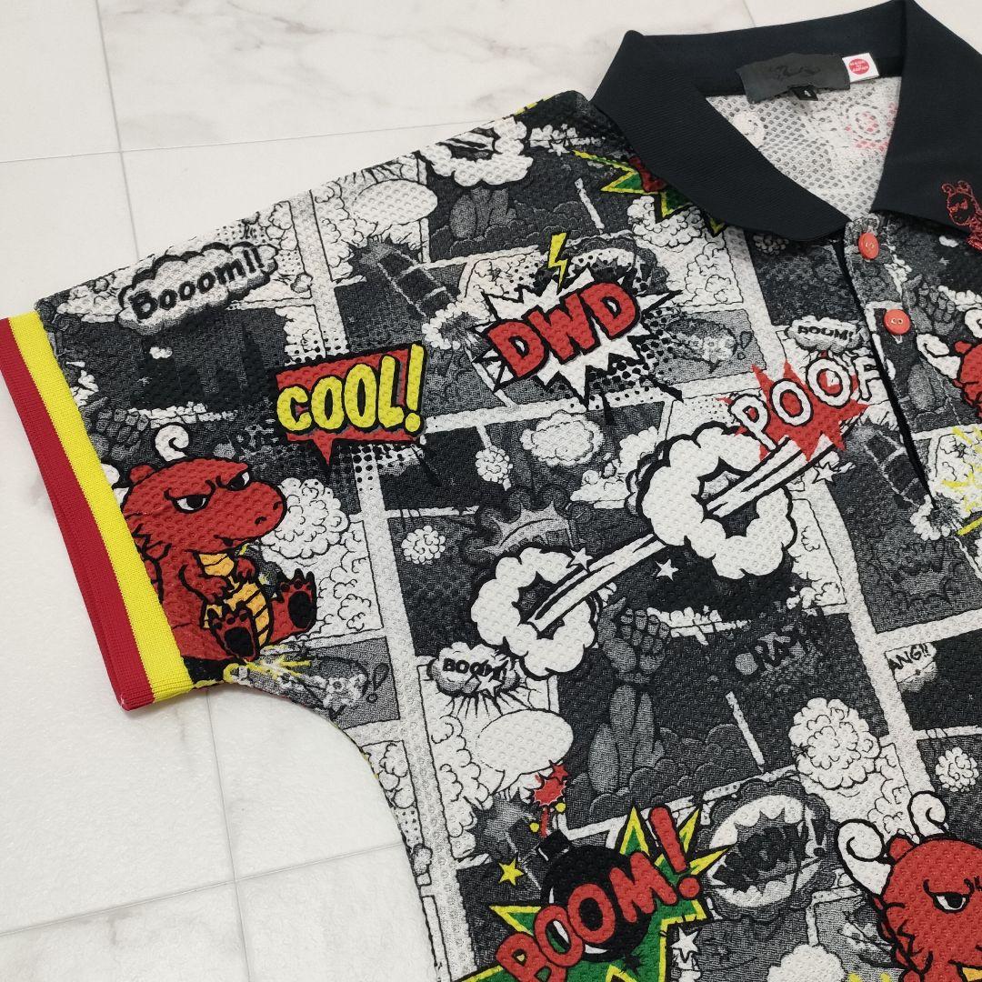 【美品】ダンスウィズドラゴン　シアサッカー半袖シャツ　チビドラアニメーション　4