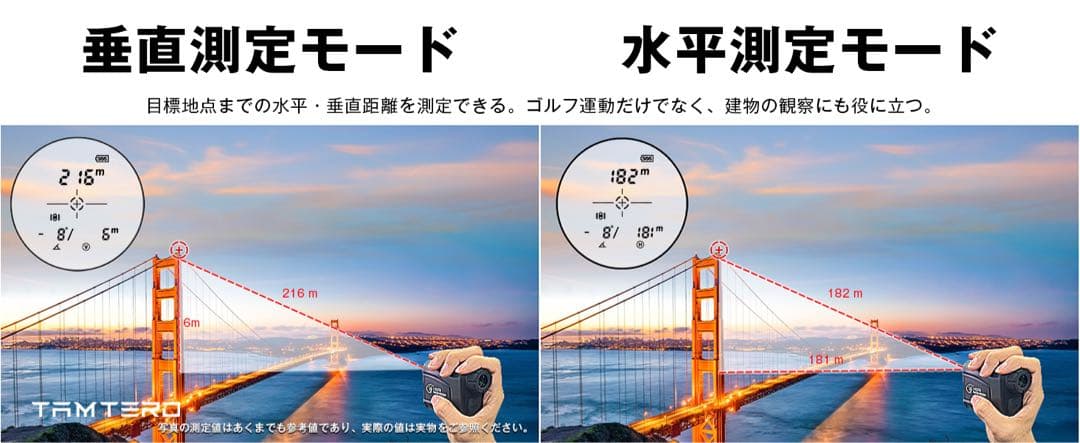 ゴルフ レーザー距離計 800m/875yd対応 高透過レンズ 6倍望遠