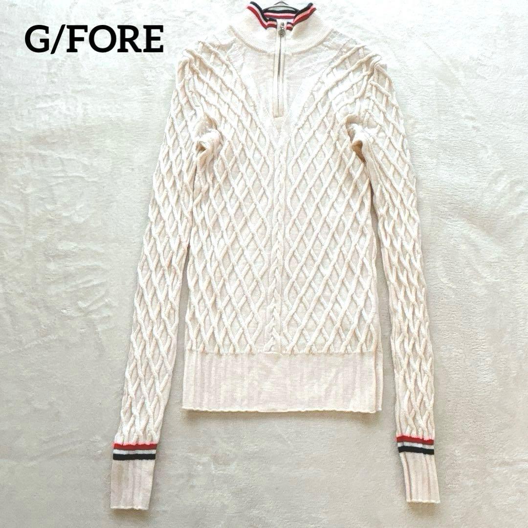 極美品✨G/FORE ジーフォア✨ハーフジップ 春ニット ケーブルニット ウール