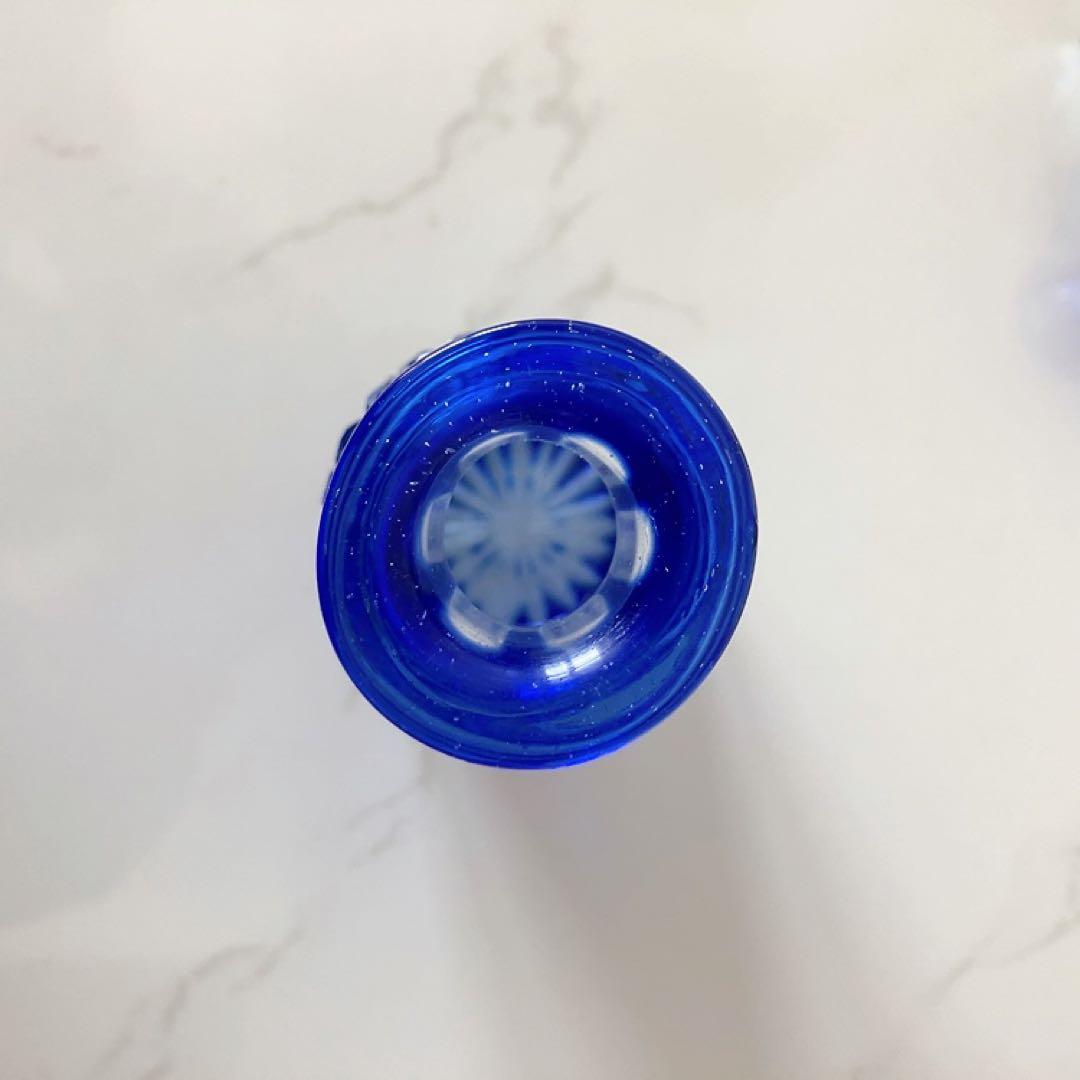アンティーク香水瓶 カットガラス 切子 インテリア 青 ブルー