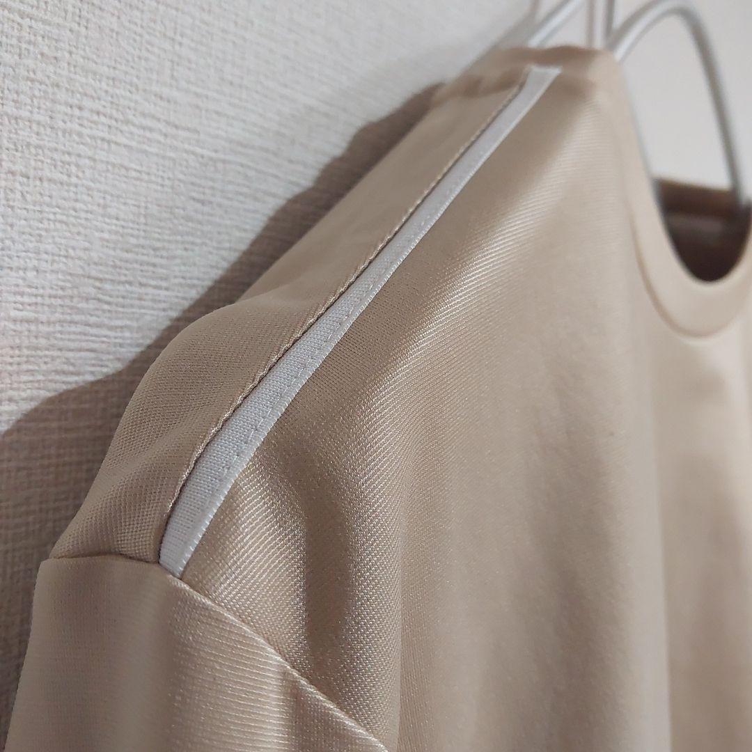 美品【ランバンスポール】トップス ベージュ 白ライン サイズ40 L