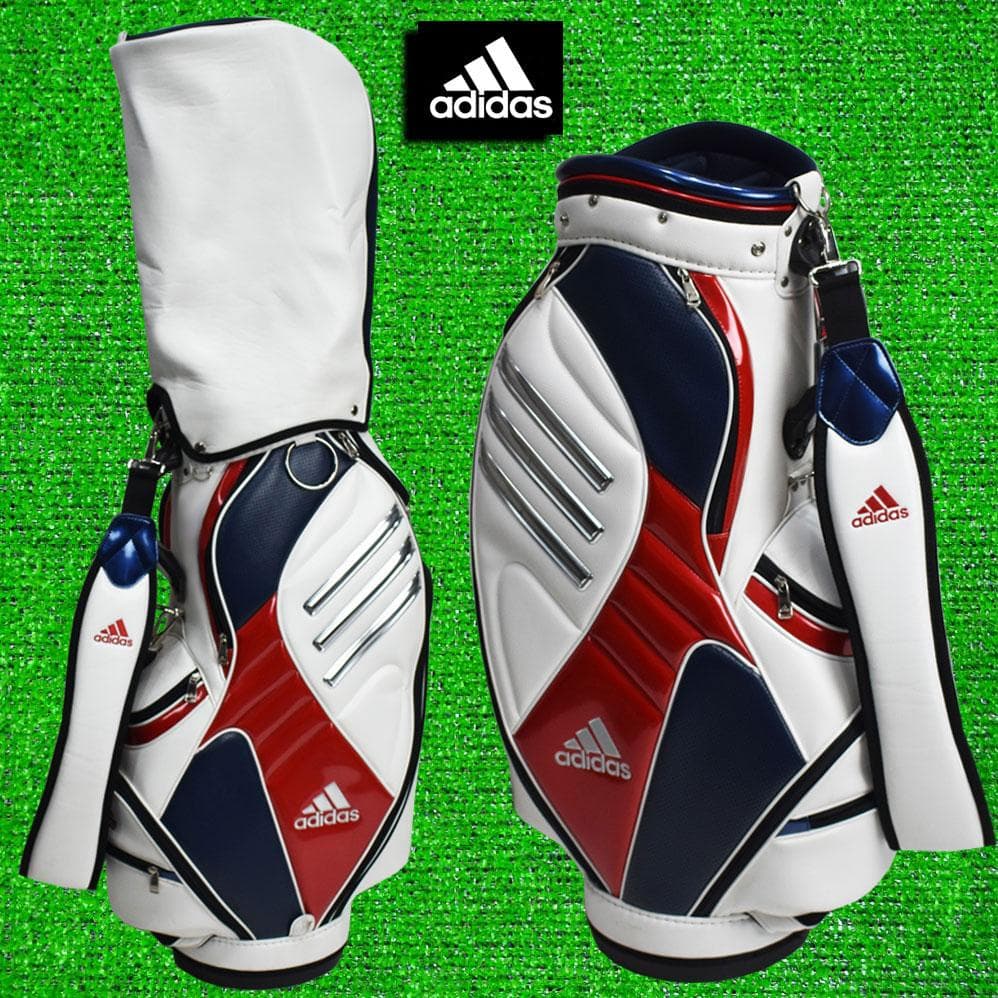 adidas アディダス ゴルフ キャディーバック９型【トリコロール】美品！