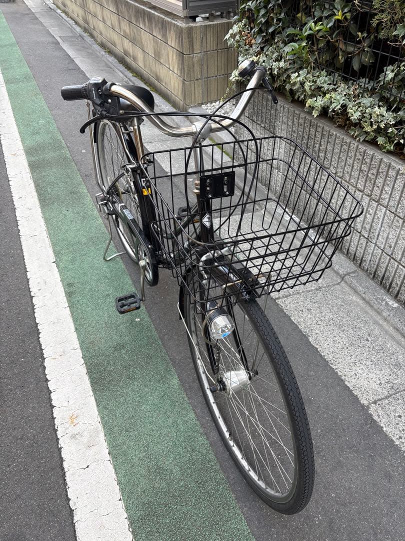 黒 シティサイクル 前面バスケット付き