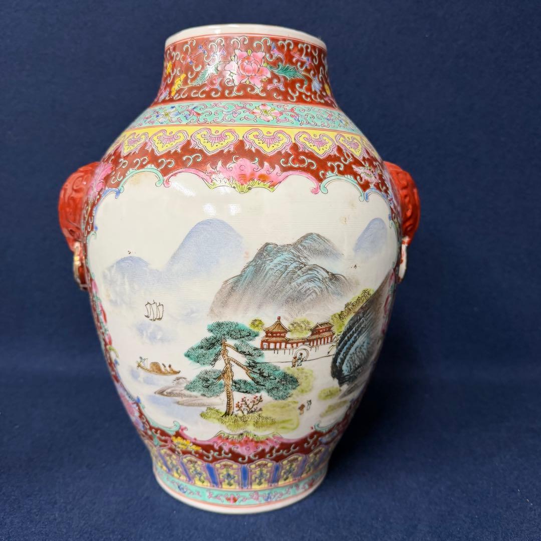 大清乾隆年製 花器 花瓶 時代 古玩 当時物 旧家 蔵出 骨董品 高さ約33cm