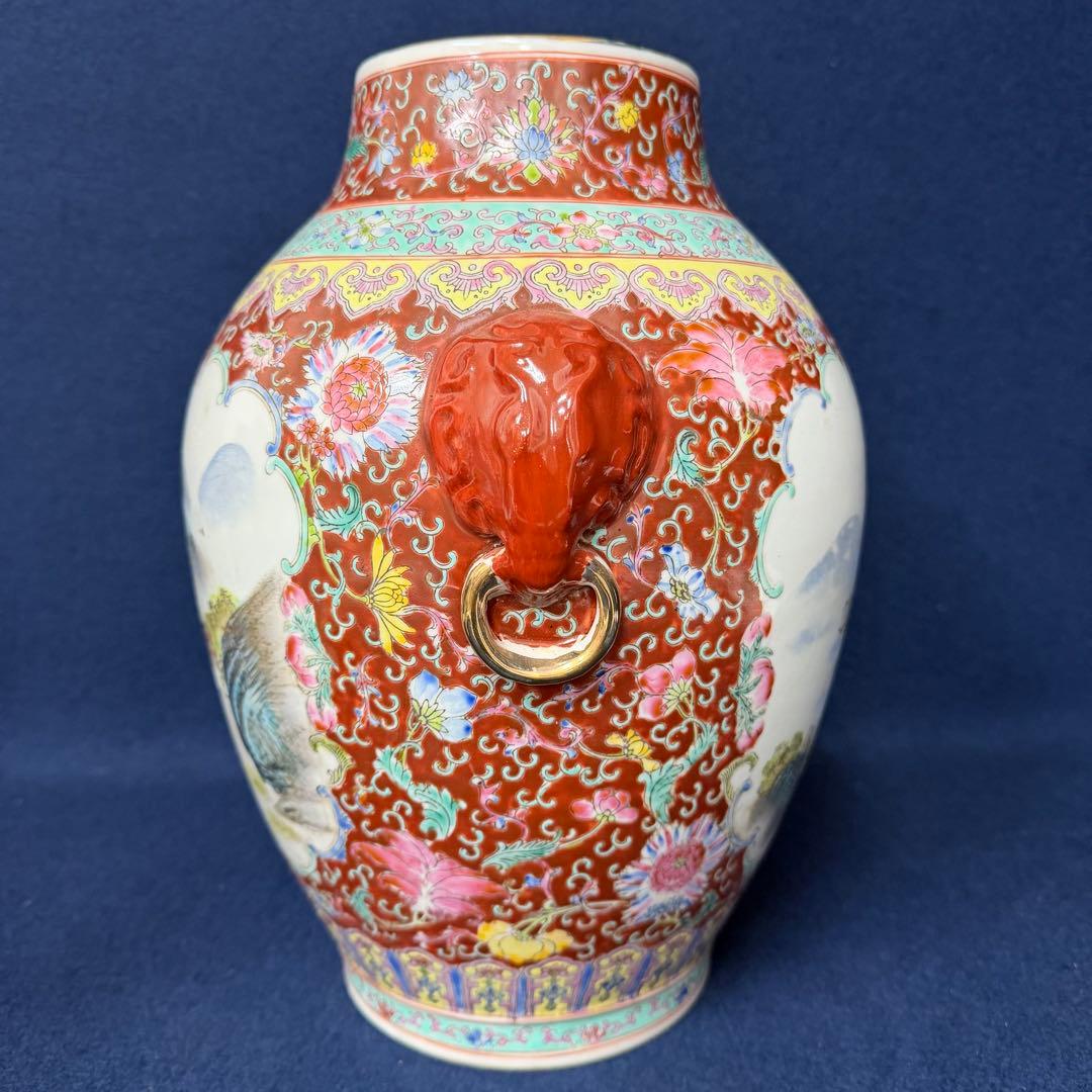 大清乾隆年製 花器 花瓶 時代 古玩 当時物 旧家 蔵出 骨董品 高さ約33cm