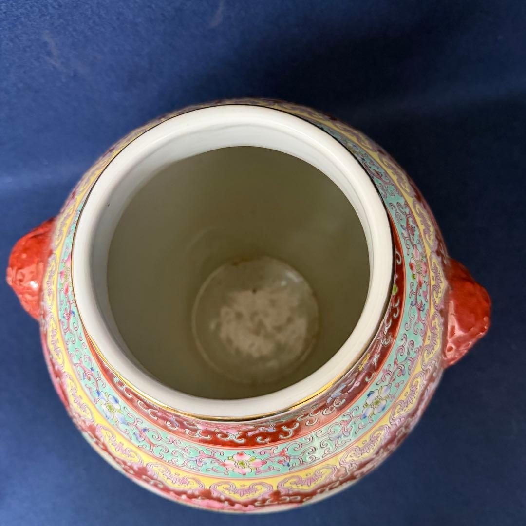 大清乾隆年製 花器 花瓶 時代 古玩 当時物 旧家 蔵出 骨董品 高さ約33cm