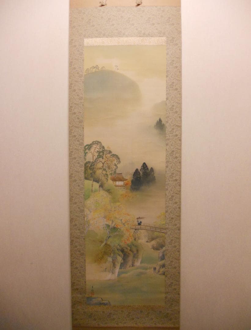 掛け軸 大塚香緑 『 洛北の秋 』 絹本 希少 軸装 茶道具 掛軸 美品 です。