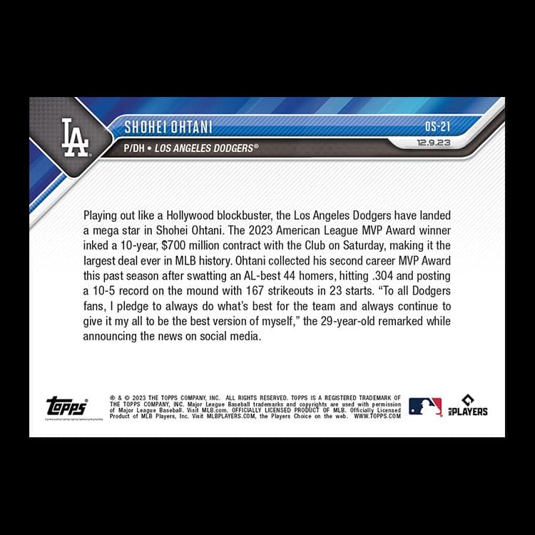 大谷翔平 topps カード 5枚セット 24時間限定販売品
