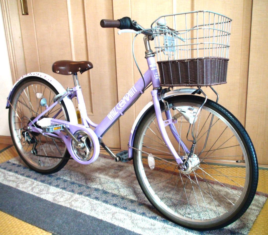 ◆ガールズ 自転車 22インチ パープル ヘルメット他オマケ付き