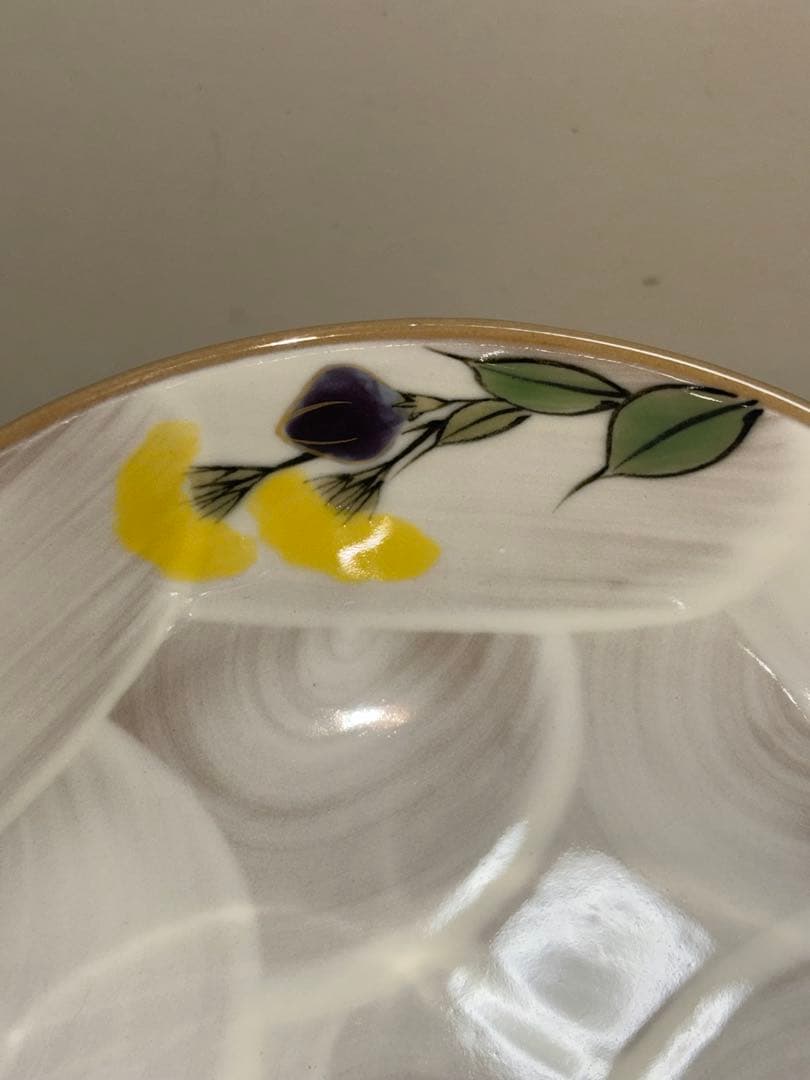 京焼　清水焼　陶あん　色絵付け　飯茶碗大 (秋草)