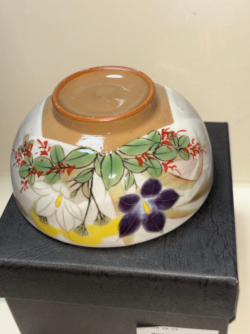 京焼　清水焼　陶あん　色絵付け　飯茶碗大 (秋草)