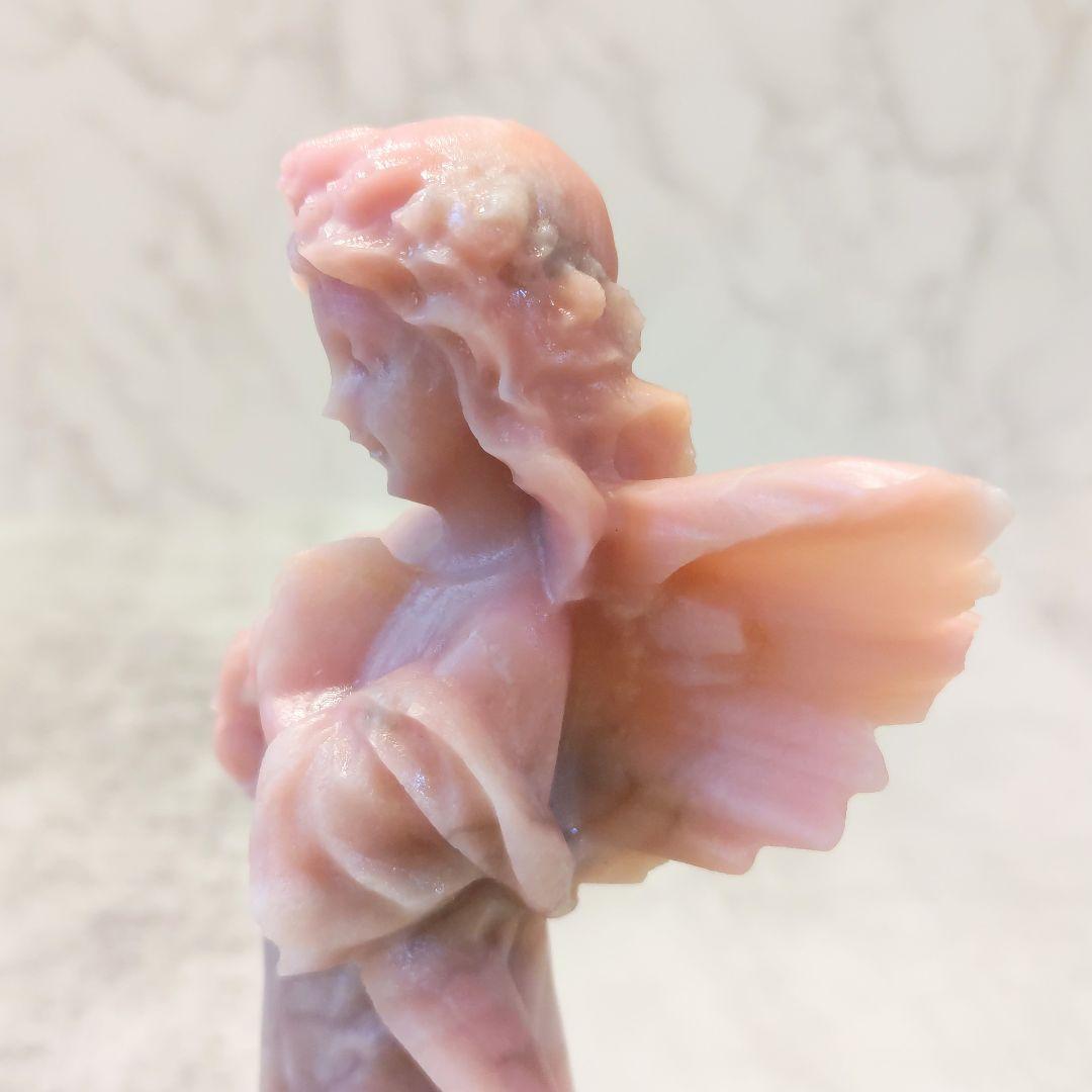 ピンクオパール　天使 （大） 美しい彫り　美人 　 エンジェル　高さ14.6cm