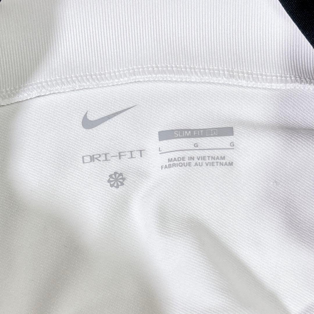 【美品】ナイキ Dri-FIT ハーフジップ 長袖ジャージ ホワイト ブラック
