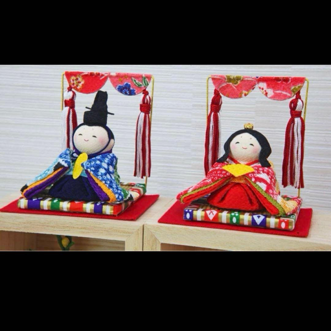 雛人形 おしゃれ 縮緬人形　ひな人形 かわいい ちりめん ひな人形　龍虎作