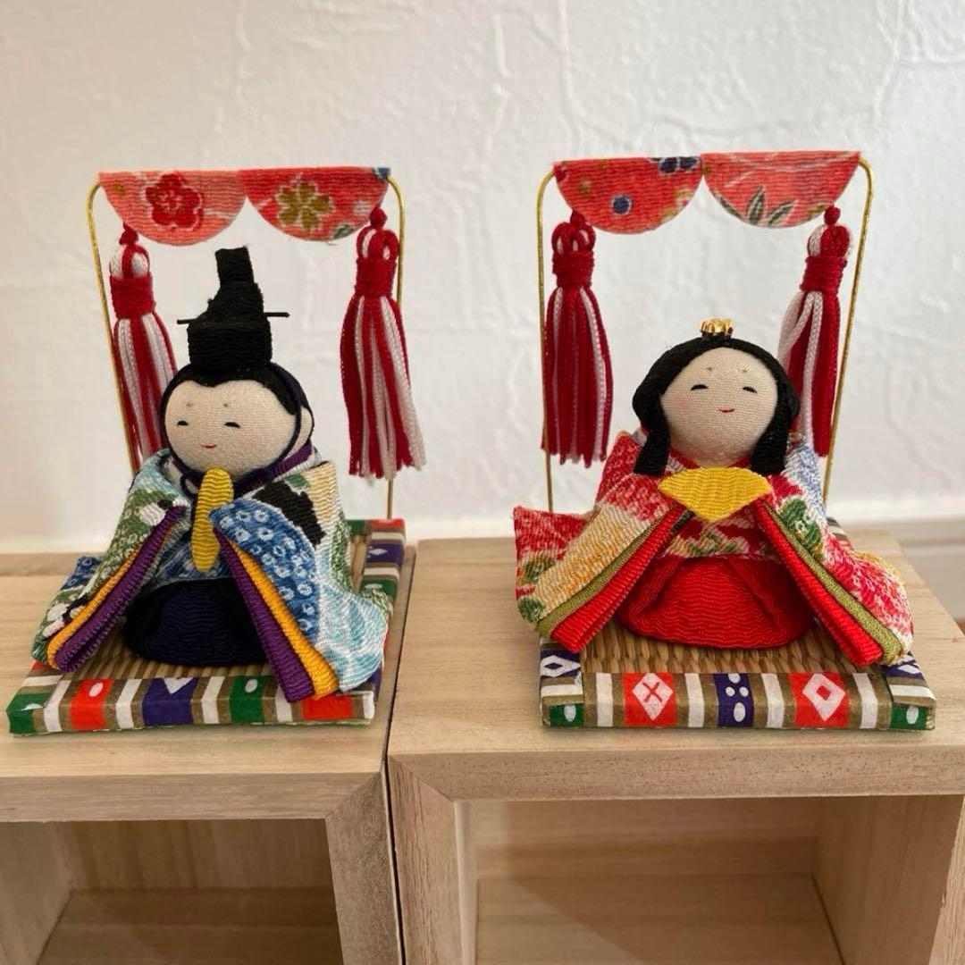 雛人形 おしゃれ 縮緬人形　ひな人形 かわいい ちりめん ひな人形　龍虎作