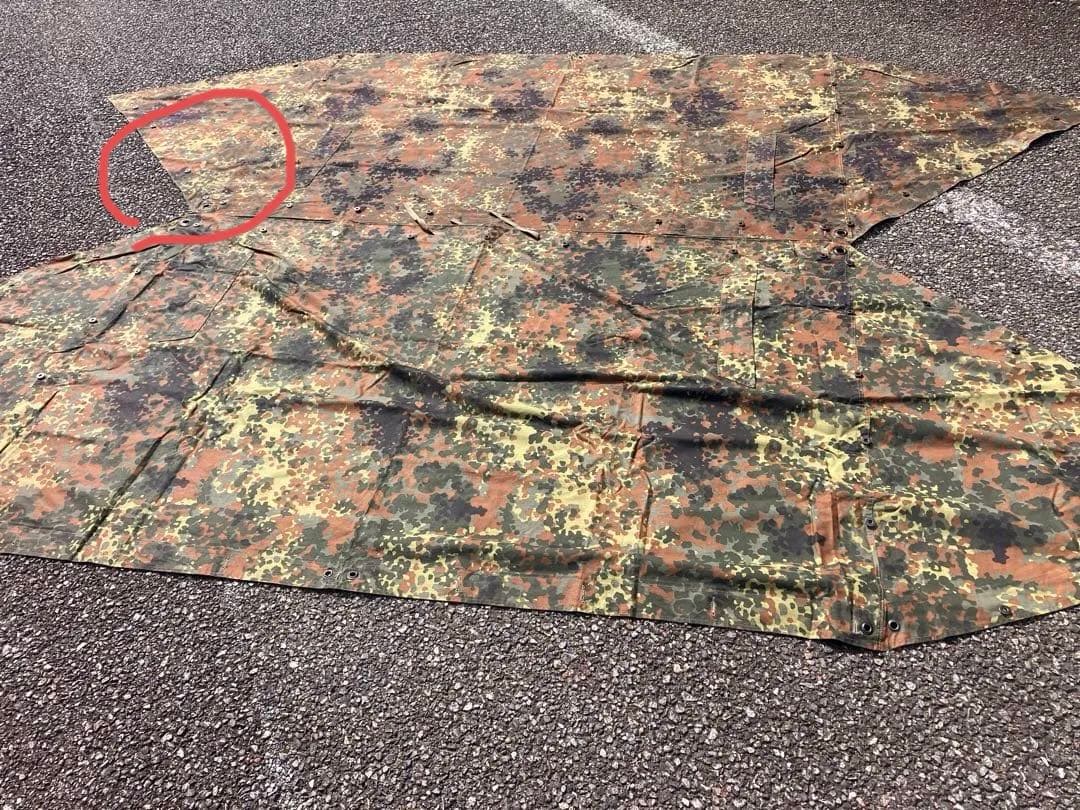 ドイツ軍幕フレクターカモ パップテント2枚、ポール&ペグ、収納袋1枚