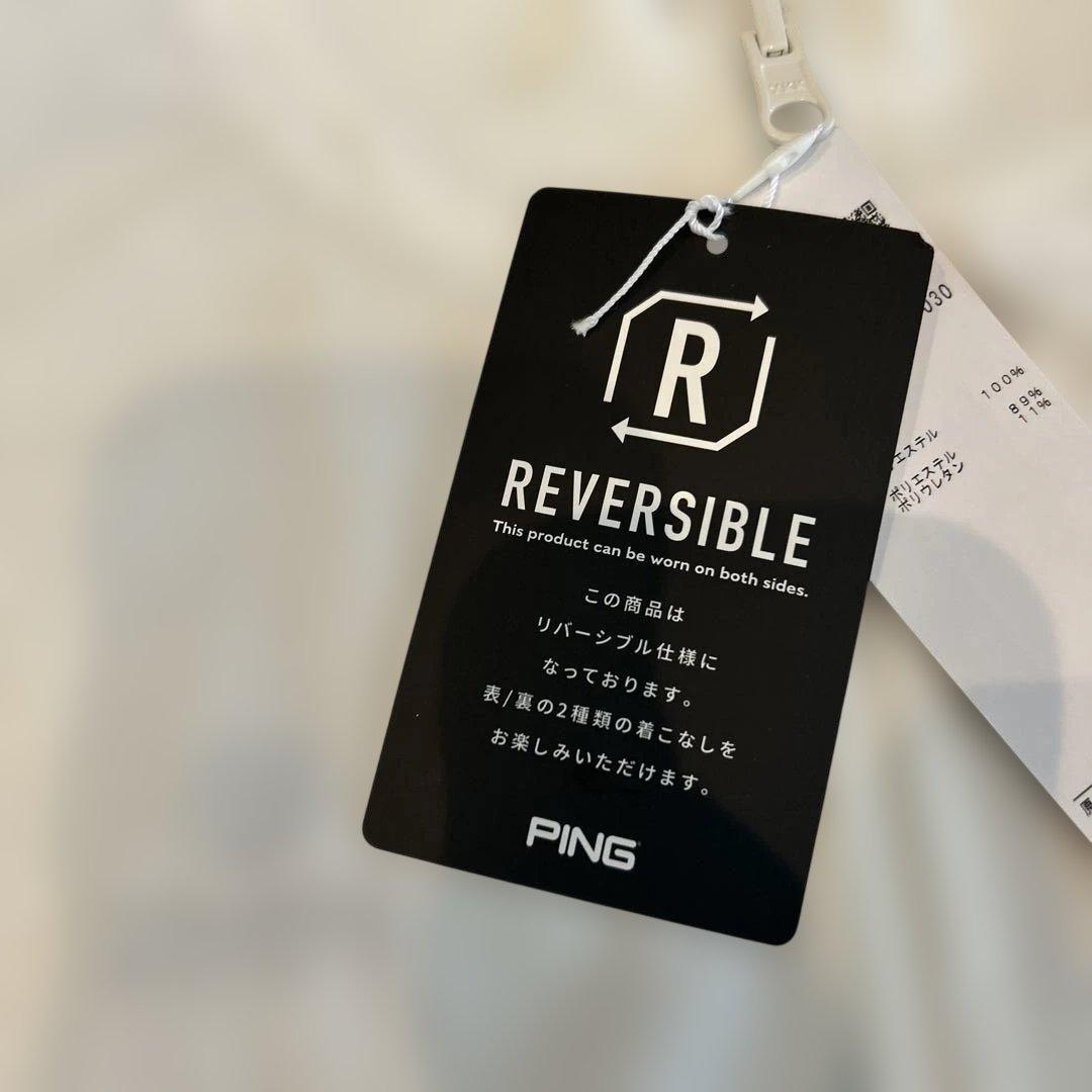 新品　ピン　PING リバーシブル　フルジップニットブルゾン　ホワイト　Lサイズ