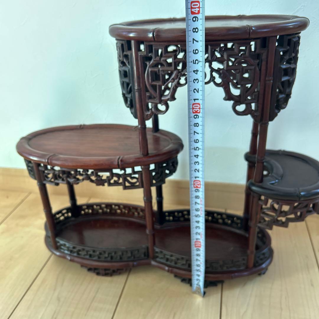 木製 盆栽用古作飾り台 骨董品 木工 小品用 香炉台 瓶台 花台 盆栽台